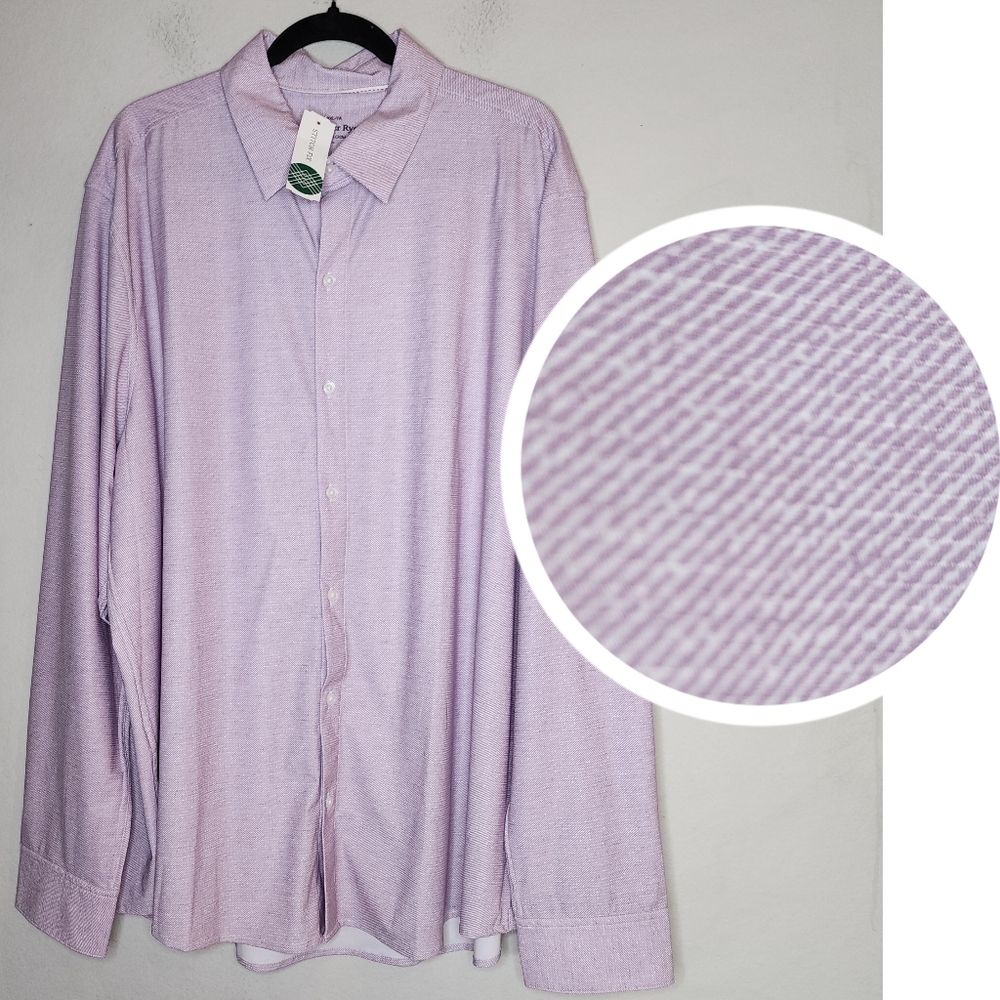 NWT Hawker Rye Knoven Long Sleeve Commuter Shirt Purple Lavender Stretch XXLT